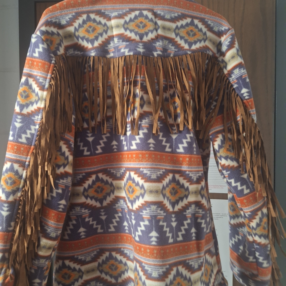 Bohemian Fringe Patterned Teddy Jacket